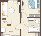 1-комн, 37 кв м, этаж 4/17 улица Энгельса (дублёр), 115/5