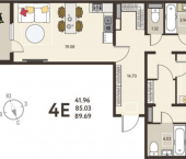 3-комн, 90 кв м, этаж 14/18 ул Энгельса, 115А