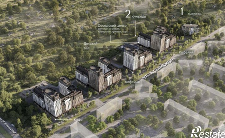 1-комн квартира в новом доме Курск, ЖК Парковый квартал Чувства